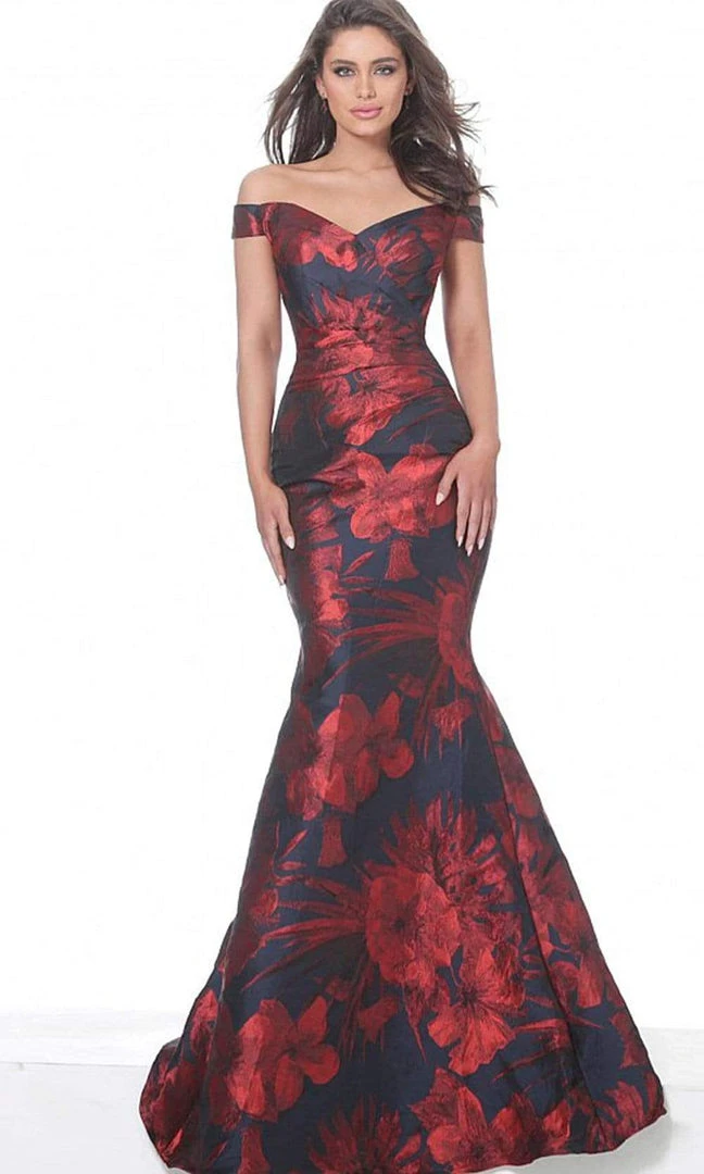 Jovani - 03932 Off Shoulder Floral Satin Mermaid Gown 3 Jovani - 03932 Off Shoulder Floral Satin Mermaid Gown