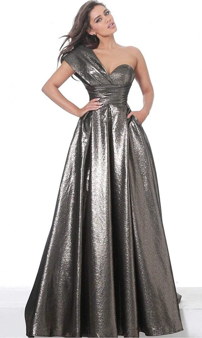 Jovani - 04170 Metallic One Shoulder A-Line Gown 3 Jovani - 04170 Metallic One Shoulder A-Line Gown