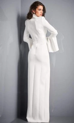 Jovani - 04240 Bell Sleeve High Slit Scuba Evening Dress