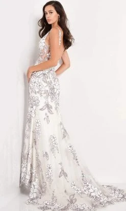 Jovani - 04332 Embellished Plunging V Neck Sheath Dress