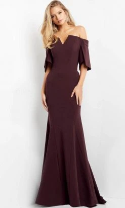 Jovani 04341 - Split Sleeve Off Shoulder Evening Dress
