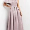 Jovani 04362 - Asymmetric Pleated Evening Gown