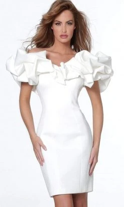 Jovani - 04367 Ruffled Off-Shoulder Fitted Dress