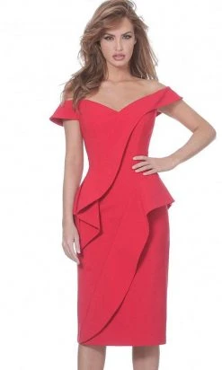 Jovani - 04426 Off Shoulder Asymmetric Ruffle Accent Cocktail Dress