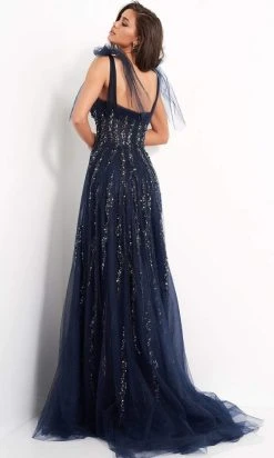 Jovani - 04634 Tie Shoulder Beaded Sweetheart A-Line Gown