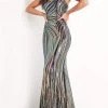 Jovani - 04810 Strapless Geometric Sequined Dress