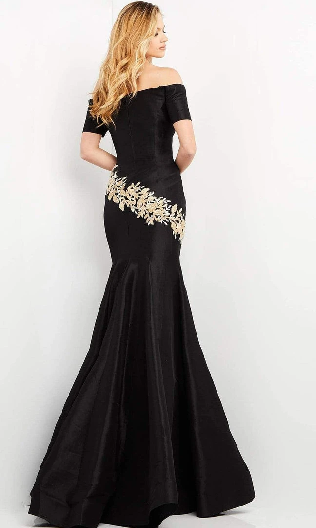 Jovani - 04814 Short Sleeve Off Shoulder Embroidered Trumpet Dress 7 Jovani - 04814 Short Sleeve Off Shoulder Embroidered Trumpet Dress