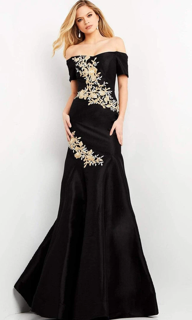 Jovani - 04814 Short Sleeve Off Shoulder Embroidered Trumpet Dress 8 Jovani - 04814 Short Sleeve Off Shoulder Embroidered Trumpet Dress