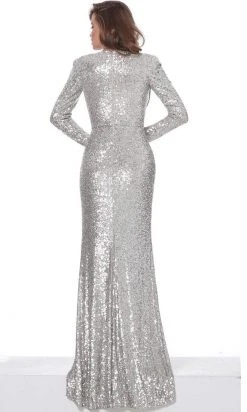 Jovani - 04886 Plunging V-Neck Long Sleeve Full Sequin Fitted Gown 6 Jovani - 04886 Plunging V-Neck Long Sleeve Full Sequin Fitted Gown