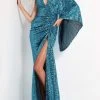 Jovani - 04934 Sequined Plunging V Neck Fitted Dress