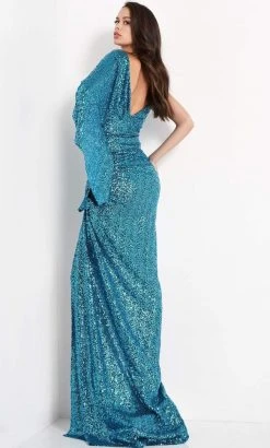 Jovani - 04934 Sequined Plunging V Neck Fitted Dress