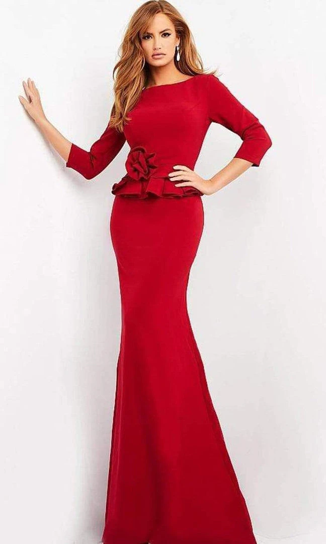 Jovani - 05043 Quarter Sleeve Peplum Trumpet Dress 3 Jovani - 05043 Quarter Sleeve Peplum Trumpet Dress