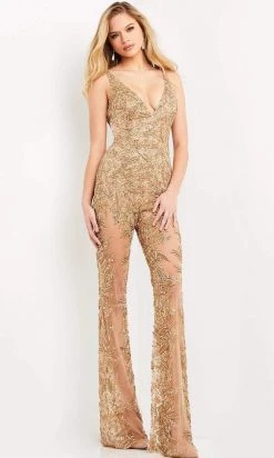 Jovani - 05136 Beaded Sheer Jumpsuit 9 Jovani - 05136 Beaded Sheer Jumpsuit