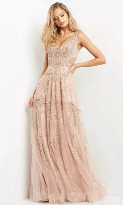 Jovani 05465 - Sleeveless Low-cut V-Neck Evening Gown 8 Jovani 05465 - Sleeveless Low-cut V-Neck Evening Gown