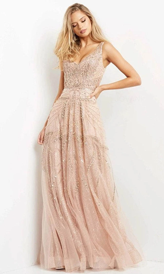 Jovani 05465 - Sleeveless Low-cut V-Neck Evening Gown 5 Jovani 05465 - Sleeveless Low-cut V-Neck Evening Gown