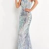 Jovani - 05664 One Shoulder Sequin Sheath Dress