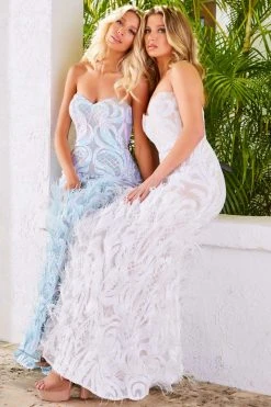 Jovani - 05667 Embellished Sweetheart Feathered Dress With Train 29 Jovani - 05667 Embellished Sweetheart Feathered Dress With Train