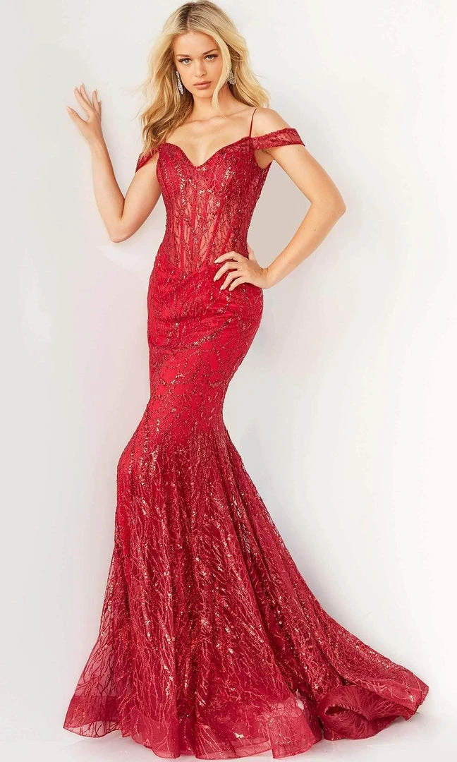Jovani - 05838 Off Shoulder Glitter Mermaid Gown 3 Jovani - 05838 Off Shoulder Glitter Mermaid Gown