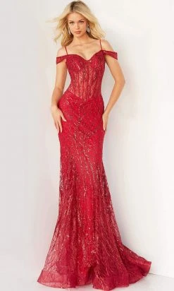 Jovani - 05838 Off Shoulder Glitter Mermaid Gown 8 Jovani - 05838 Off Shoulder Glitter Mermaid Gown