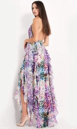 Jovani - 06031 Print Plunging V Neck A-Line Gown 6 Jovani - 06031 Print Plunging V Neck A-Line Gown