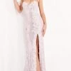 Jovani - 06109 Floral Appliques Sequin Embellished High Slit Gown