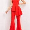 Jovani - 06163 Asymmetric Peplum Bell Bottom Suit 2 Jovani - 06163 Asymmetric Peplum Bell Bottom Suit