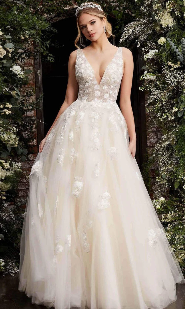 Jovani - 06286 Sheer Floral Applique Bodice Tulle Ballgown 13 Jovani - 06286 Sheer Floral Applique Bodice Tulle Ballgown