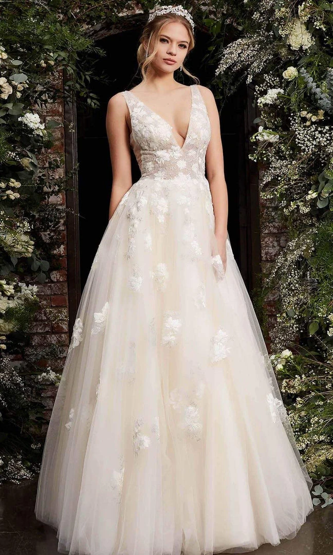 Jovani - 06286 Sheer Floral Applique Bodice Tulle Ballgown 11 Jovani - 06286 Sheer Floral Applique Bodice Tulle Ballgown