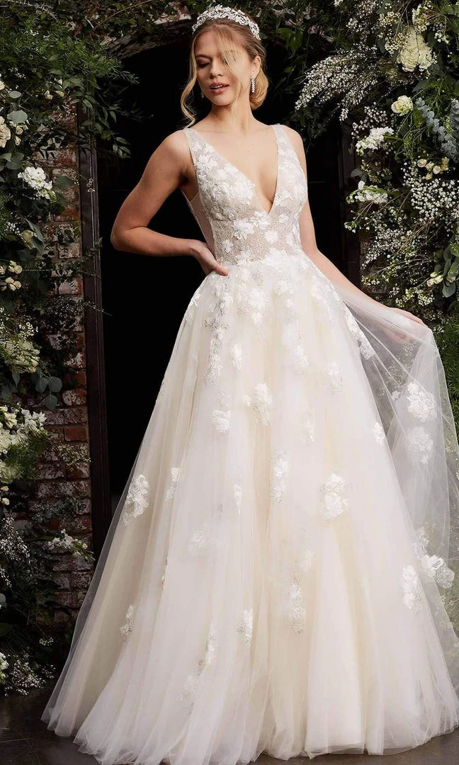 Jovani - 06286 Sheer Floral Applique Bodice Tulle Ballgown 9 Jovani - 06286 Sheer Floral Applique Bodice Tulle Ballgown