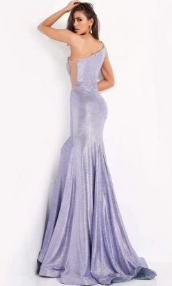 Jovani - 06367 Asymmetric Neck Trumpet Dress With Train