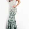 Jovani - 06450 Two Tone Sequined V Neck Trumpet Dress