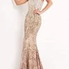 Jovani - 06469 Sequined Two Tone Trumpet Dress