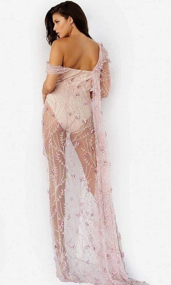 Jovani - 06513 Butterfly Sheer Slit Dress 4 Jovani - 06513 Butterfly Sheer Slit Dress