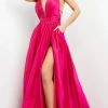 Jovani - 06540 Plunging Sweetheart Pleated Dress With Slit