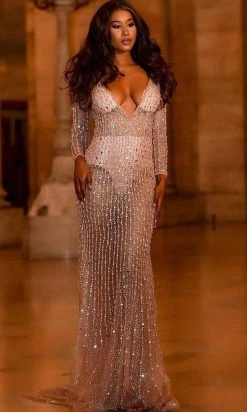Jovani - 06559 See Through Bejeweled Plunging Gown 9 Jovani - 06559 See Through Bejeweled Plunging Gown
