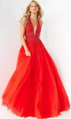 Jovani - 06598 Beaded Sleeveless Halter Ballgown
