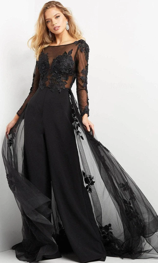 Jovani 06609 - Bateau Overskirt Evening Jumpsuit 3 Jovani 06609 - Bateau Overskirt Evening Jumpsuit