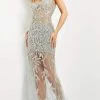 Jovani - 06665 Applique Scoop Neck Sheath Dress