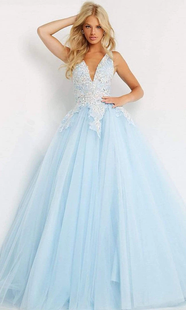 Jovani - 06808 Tulle V Neck And Back Ballgown 3 Jovani - 06808 Tulle V Neck And Back Ballgown