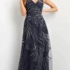 Jovani 06829 - Sleeveless V-neck Evening Gown