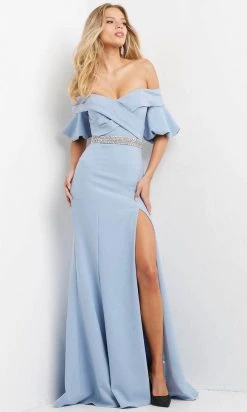 Jovani 06830 - Off Shoulder High Slit Evening Dress