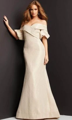 Jovani 06831 - Crisscross Off Shoulder Evening Gown