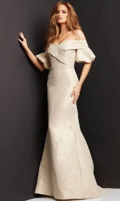 Jovani 06831 - Crisscross Off Shoulder Evening Gown