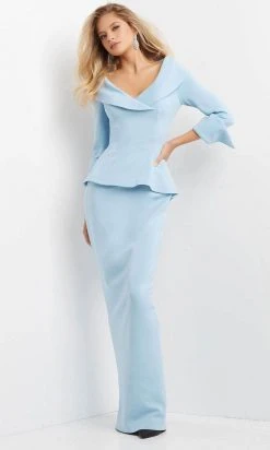 Jovani 07037 - Shawl Collar Sheath Evening Dress