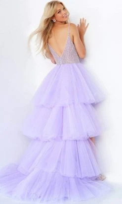 Jovani - 07231 Beaded High Low Tulle Gown
