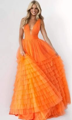 Jovani - 07264 Shirr-Ornate Tiered Tulle Gown 8 Jovani - 07264 Shirr-Ornate Tiered Tulle Gown