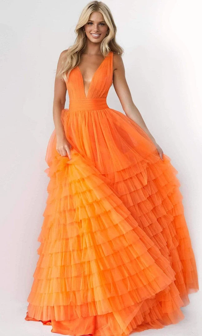Jovani - 07264 Shirr-Ornate Tiered Tulle Gown 4 Jovani - 07264 Shirr-Ornate Tiered Tulle Gown