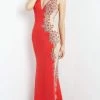 Jovani - 07275 V-Neck Sheer Side Embellished Gown