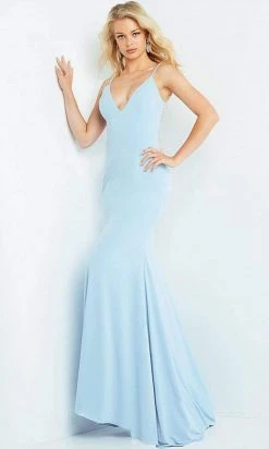 Jovani - 07297 Embellished Plunging V Neck Trumpet Dress