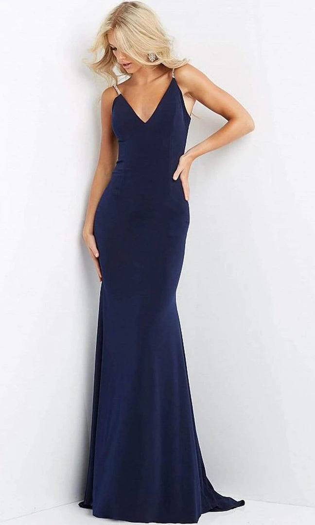 Jovani - 07297 Embellished Plunging V Neck Trumpet Dress 5 Jovani - 07297 Embellished Plunging V Neck Trumpet Dress
